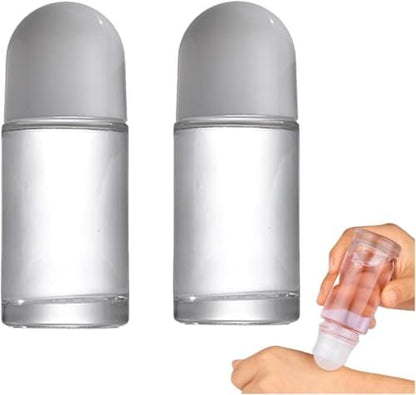 2 Pcs 50ML Glass Empty Roller Bottles with Plastic Roller Ball - Leak Proof Refillable Roll On Containers for Essential Oils, Perfume, and Massage Oils