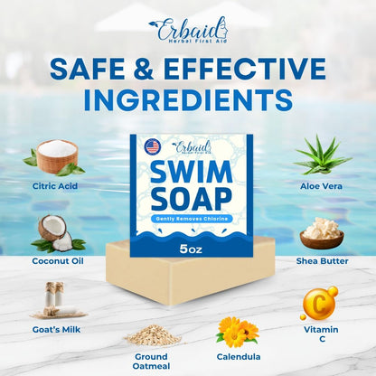 Swimmers Shampoo & Body Wash Bar – Chlorine Removal, Natural Face & Body Soap – Removes Chlorine, Salt, Bromine, Hard Water & Sunscreen – Gentle Moisturizing After Swim Care – Made in USA for All Ages