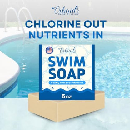 Swimmers Shampoo & Body Wash Bar – Chlorine Removal, Natural Face & Body Soap – Removes Chlorine, Salt, Bromine, Hard Water & Sunscreen – Gentle Moisturizing After Swim Care – Made in USA for All Ages