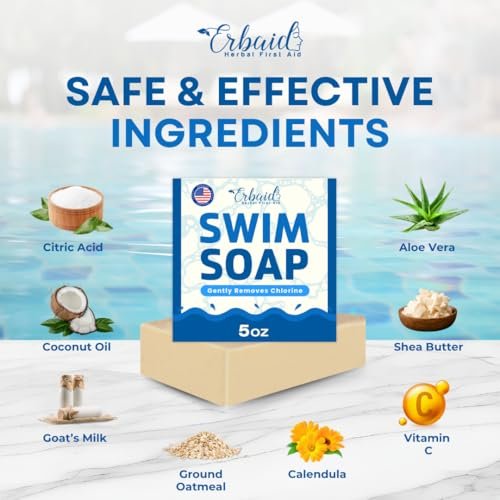Swimmers Shampoo & Body Wash Bar – Chlorine Removal, Natural Face & Body Soap – Removes Chlorine, Salt, Bromine, Hard Water & Sunscreen – Gentle Moisturizing After Swim Care – Made in USA for All Ages - görsel 10