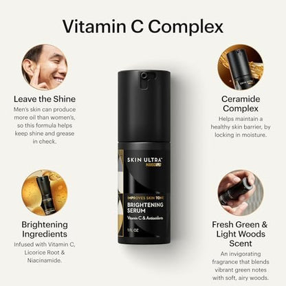 MANSCAPED® Skin Ultra™ Daily Regimen - Men's Skincare Routine Essentials with Face Wash, Face Moisturizer & Brightening Serum Avelisse