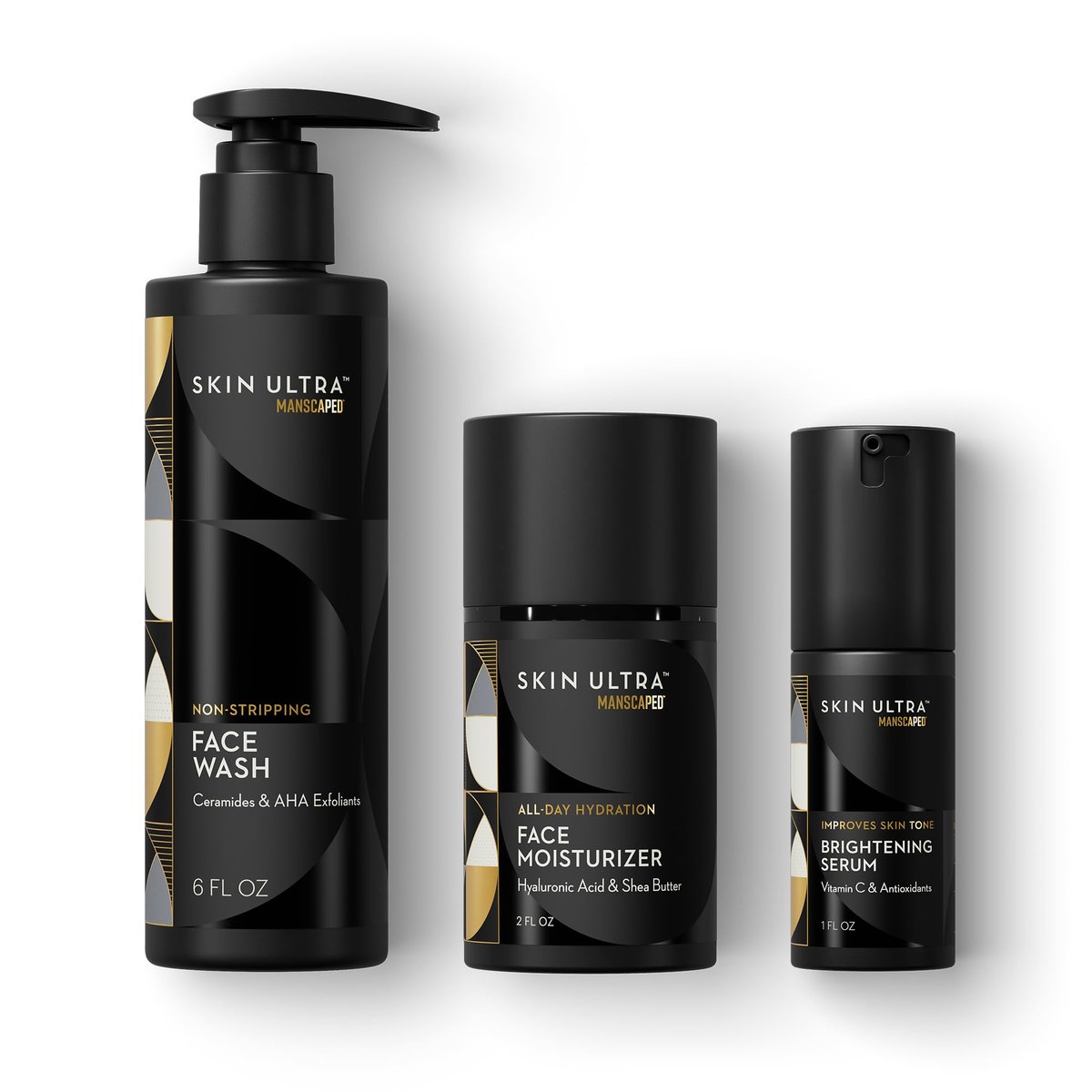 MANSCAPED® Skin Ultra™ Daily Regimen - Men's Skincare Routine Essentials with Face Wash, Face Moisturizer & Brightening Serum Avelisse