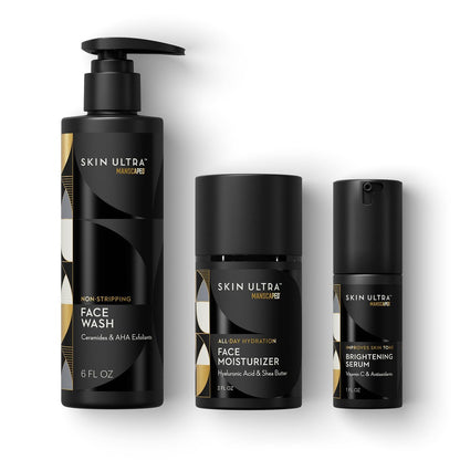 MANSCAPED® Skin Ultra™ Daily Regimen - Men's Skincare Routine Essentials with Face Wash, Face Moisturizer & Brightening Serum Avelisse