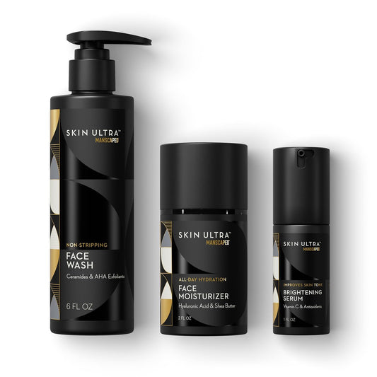 MANSCAPED® Skin Ultra™ Daily Regimen - Men's Skincare Routine Essentials with Face Wash, Face Moisturizer & Brightening Serum Avelisse
