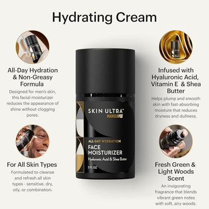 MANSCAPED® Skin Ultra™ Daily Regimen - Men's Skincare Routine Essentials with Face Wash, Face Moisturizer & Brightening Serum Avelisse