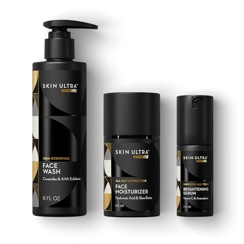 MANSCAPED® Skin Ultra™ Daily Regimen - Men's Skincare Routine Essentials with Face Wash, Face Moisturizer & Brightening Serum Avelisse