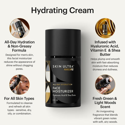 MANSCAPED® Skin Ultra™ Daily Regimen - Men's Skincare Routine Essentials with Face Wash, Face Moisturizer & Brightening Serum Avelisse