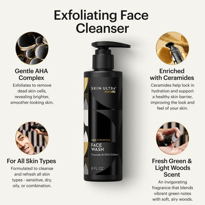 MANSCAPED® Skin Ultra™ Daily Regimen - Men's Skincare Routine Essentials with Face Wash, Face Moisturizer & Brightening Serum Avelisse