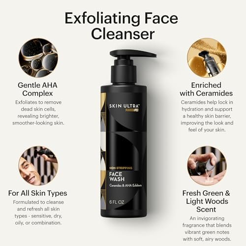 MANSCAPED® Skin Ultra™ Daily Regimen - Men's Skincare Routine Essentials with Face Wash, Face Moisturizer & Brightening Serum Avelisse