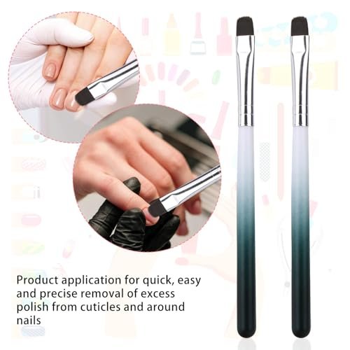 2-Piece Nail Clean Up Brush Set – Professional Flat Head Gel Polish Remover Pen for Precise Nail Art Design & Cuticle Cleaning - görsel 8