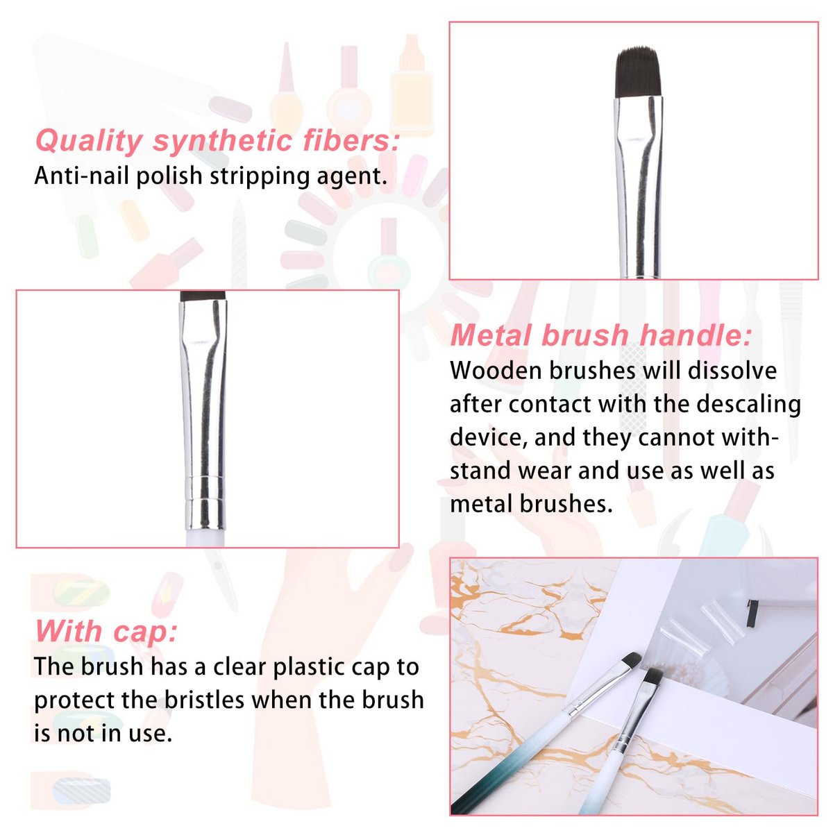2-Piece Nail Clean Up Brush Set – Professional Flat Head Gel Polish Remover Pen for Precise Nail Art Design & Cuticle Cleaning - görsel 5