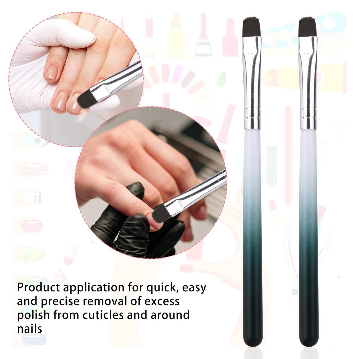 2-Piece Nail Clean Up Brush Set – Professional Flat Head Gel Polish Remover Pen for Precise Nail Art Design & Cuticle Cleaning - görsel 7
