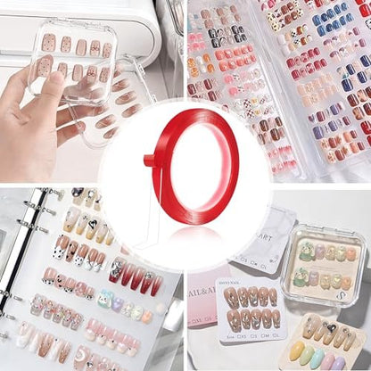 6 Rolls Double Sided Tape Nail Tape for Press On Nails – Strong Sticky Adhesive, Clear Removable Mounting Tape for Nail Salon & Home Use with Tweezer