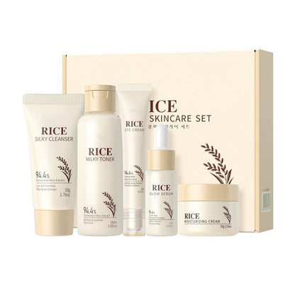 Moisturizing Korean Rice Skin Care Set – Radiance Skincare 5-Step Routine for Glowing Skin, All Skin Types Avelisse