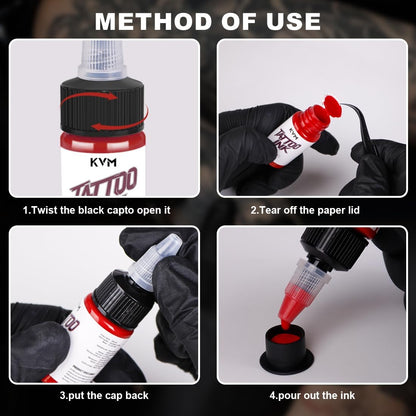 KVM Tattoo Ink 28 Color Set – High Saturation, Smooth Flow for Professional Tattoo Artists Avelisse