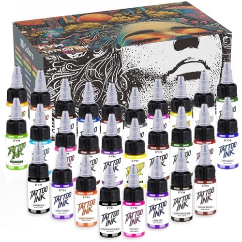KVM Tattoo Ink 28 Color Set – High Saturation, Smooth Flow for Professional Tattoo Artists Avelisse