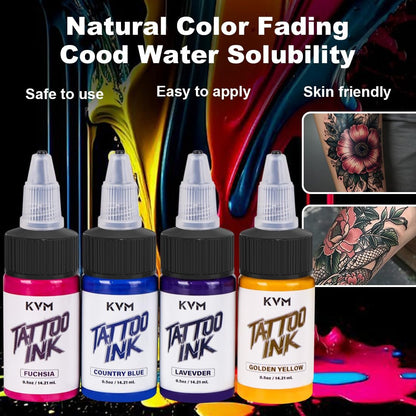 KVM Tattoo Ink 28 Color Set – High Saturation, Smooth Flow for Professional Tattoo Artists Avelisse