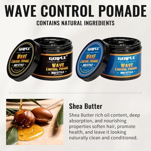 Natural Wave Pomade Strong Hold Easy Wash 360 Wave Training Hair Cream for Men - Water-Based Moisture Control, 360 Waves Wash Shampoo Enhancer Avelisse
