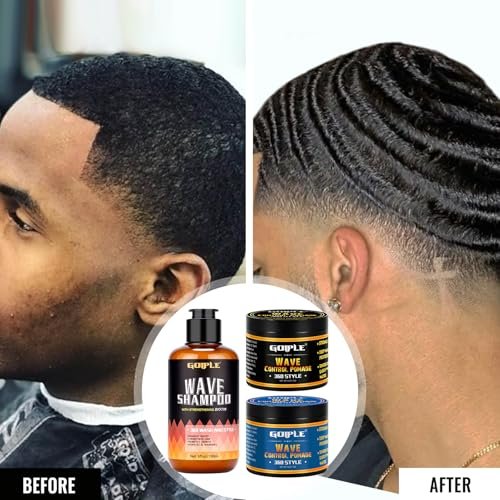 Natural Wave Pomade Strong Hold Easy Wash 360 Wave Training Hair Cream for Men - Water-Based Moisture Control, 360 Waves Wash Shampoo Enhancer Avelisse