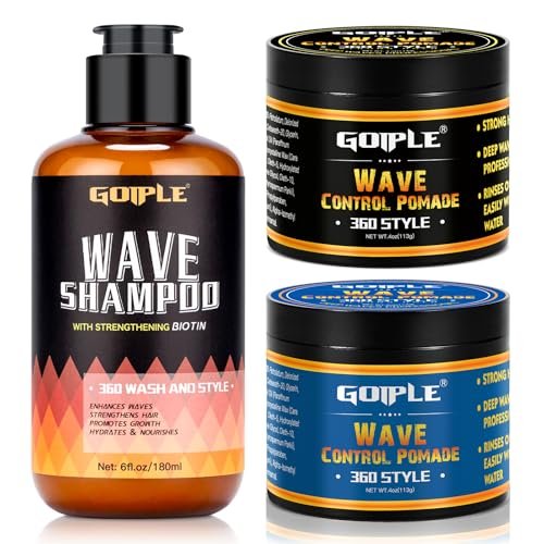 Natural Wave Pomade Strong Hold Easy Wash 360 Wave Training Hair Cream for Men - Water-Based Moisture Control, 360 Waves Wash Shampoo Enhancer Avelisse