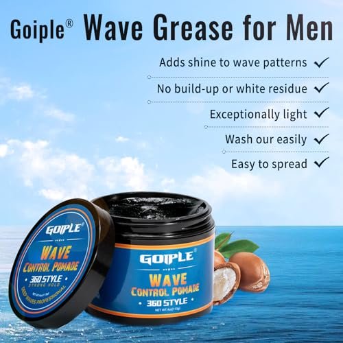 Natural Wave Pomade Strong Hold Easy Wash 360 Wave Training Hair Cream for Men - Water-Based Moisture Control, 360 Waves Wash Shampoo Enhancer Avelisse
