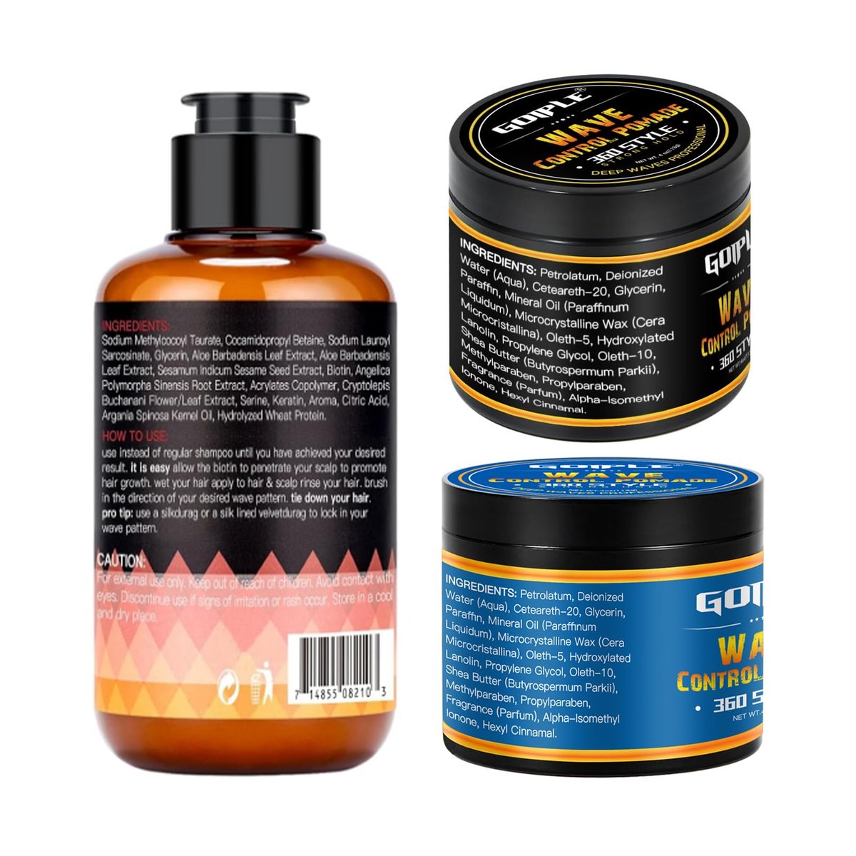 Natural Wave Pomade Strong Hold Easy Wash 360 Wave Training Hair Cream for Men - Water-Based Moisture Control, 360 Waves Wash Shampoo Enhancer Avelisse