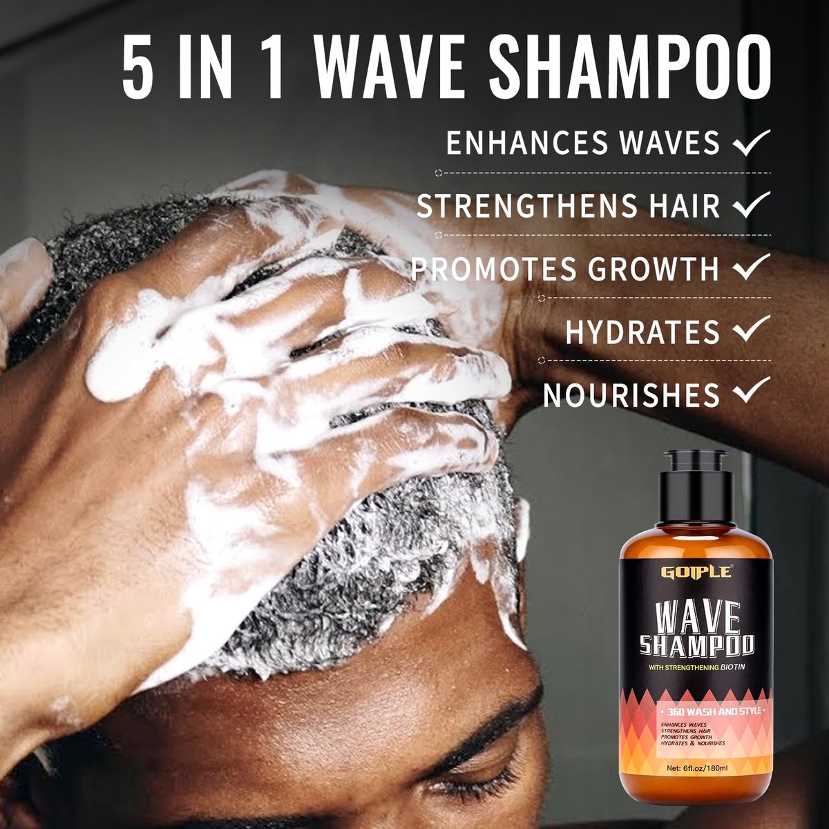 Natural Wave Pomade Strong Hold Easy Wash 360 Wave Training Hair Cream for Men - Water-Based Moisture Control, 360 Waves Wash Shampoo Enhancer Avelisse