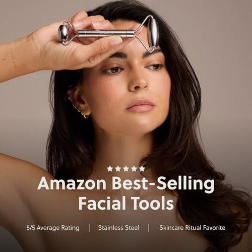 TALOVA 304-Grade Stainless Steel Facial Roller – Anti-Aging Massage Tool for Lymphatic Drainage, Puffiness Reduction, and Jawline Lifting Avelisse