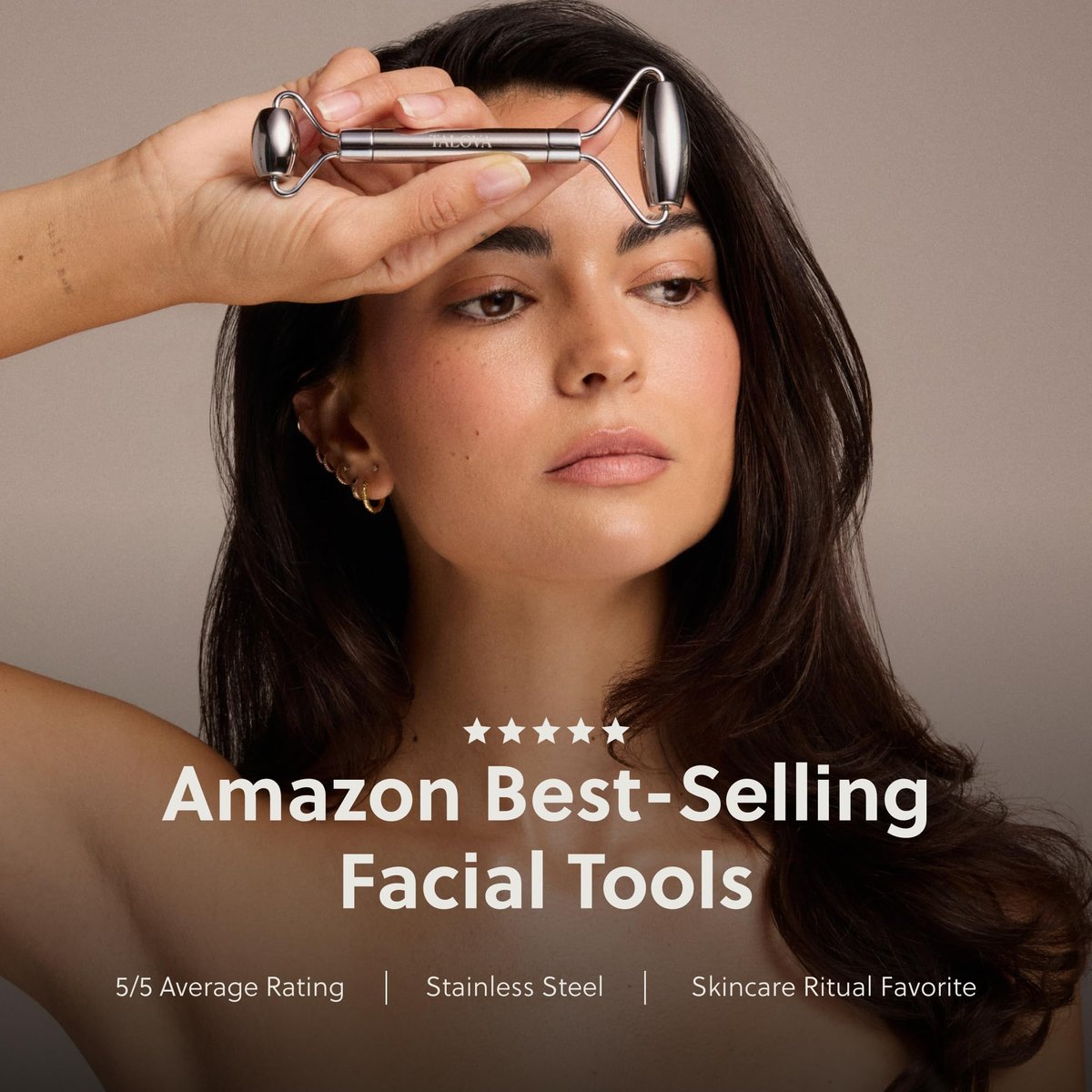 TALOVA 304-Grade Stainless Steel Facial Roller – Anti-Aging Massage Tool for Lymphatic Drainage, Puffiness Reduction, and Jawline Lifting Avelisse