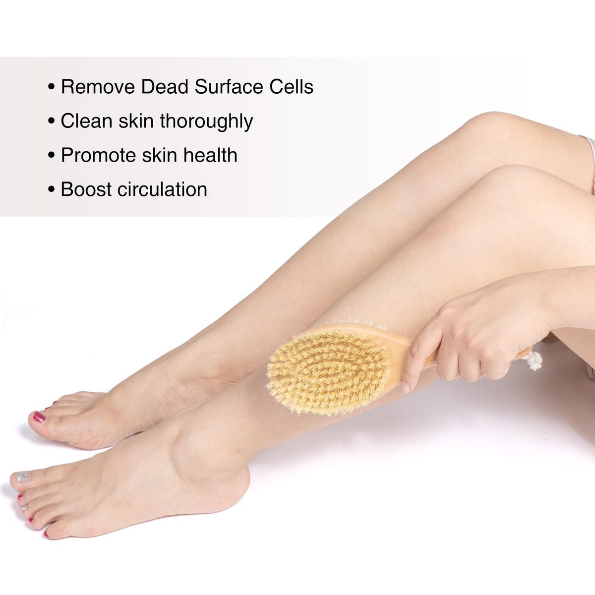 Short-Handle Dual-Sided Bath Massage Brush – Soft Boar & Firm Sisal Bristles, Portable Natural Beech Wood Avelisse