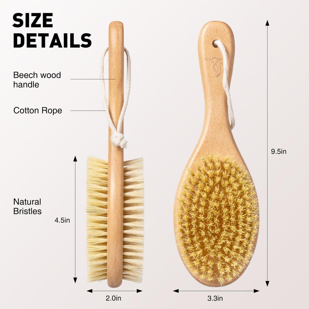 Short-Handle Dual-Sided Bath Massage Brush – Soft Boar & Firm Sisal Bristles, Portable Natural Beech Wood Avelisse