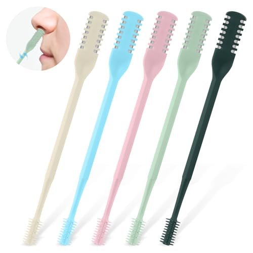 CNDNO 5-Pack 2-in-1 Double Sided Nasal Hair Cutter - Portable 360° Rotating Manual Nose Hair Trimmer for Men and Women (Colorful Set) - görsel 2