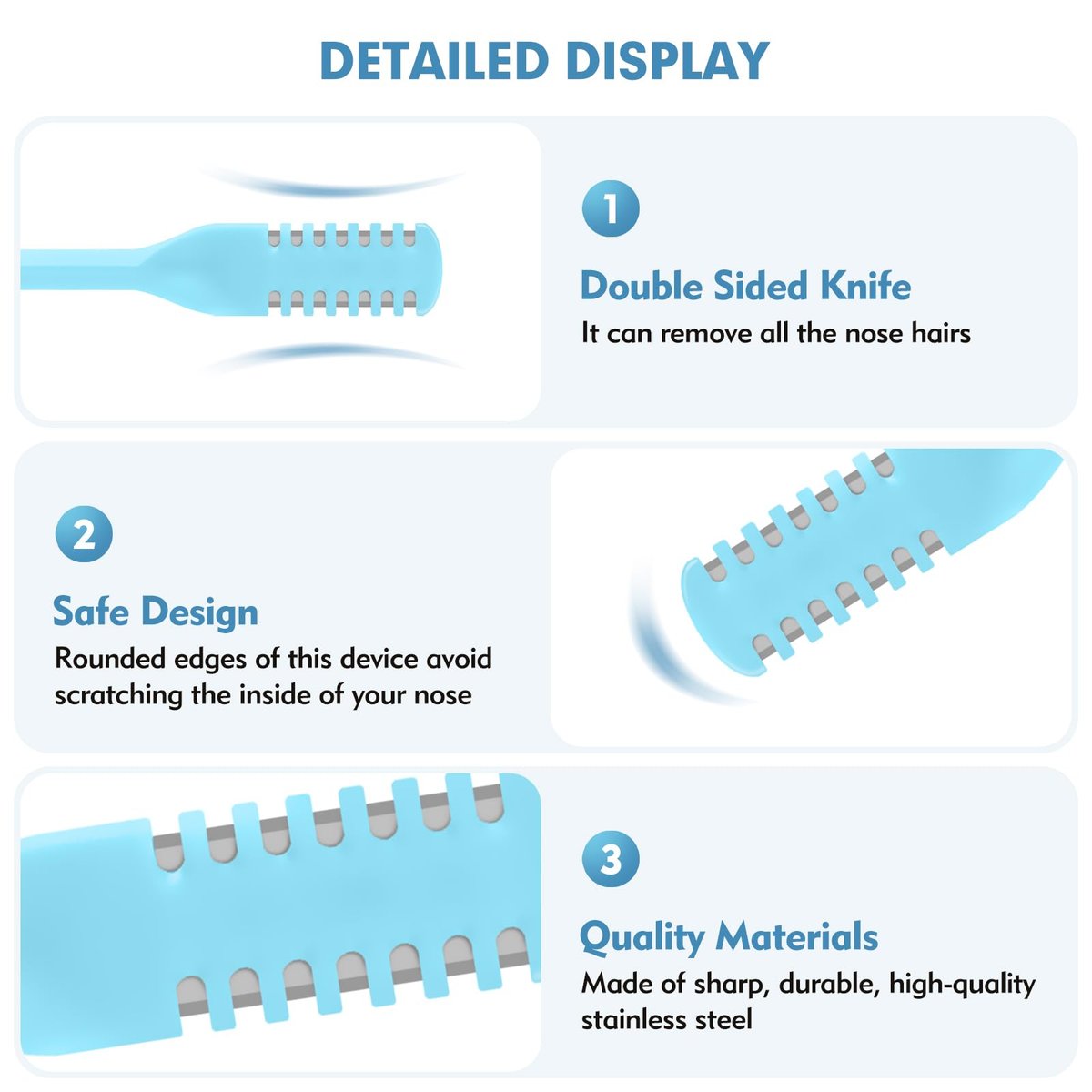 CNDNO 5-Pack 2-in-1 Double Sided Nasal Hair Cutter - Portable 360° Rotating Manual Nose Hair Trimmer for Men and Women (Colorful Set) - görsel 9