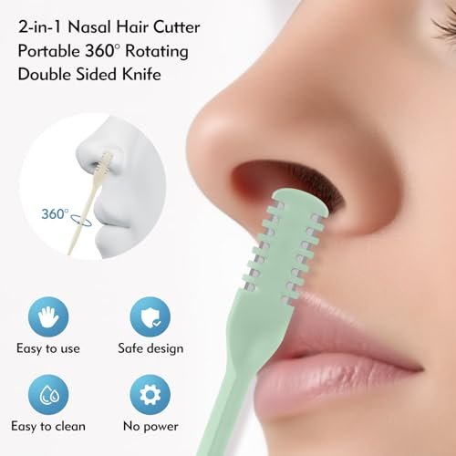 CNDNO 5-Pack 2-in-1 Double Sided Nasal Hair Cutter - Portable 360° Rotating Manual Nose Hair Trimmer for Men and Women (Colorful Set) - görsel 6