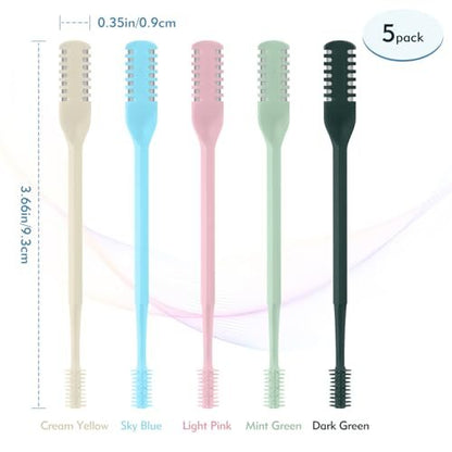 CNDNO 5-Pack 2-in-1 Double Sided Nasal Hair Cutter - Portable 360° Rotating Manual Nose Hair Trimmer for Men and Women (Colorful Set)