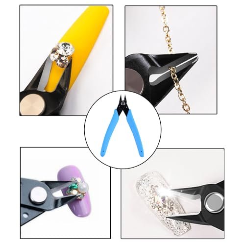 NentMent 2 Pack Nail Art Scissors Rhinestone Remover Micro Flush Cutters Pliers - Precision Micro Wire Cutter Diagonal Side Cutters for Nail Charms, Gems, Pearls, Crystals Removal Tool - görsel 6