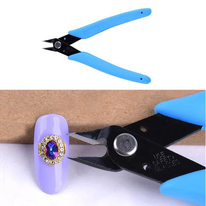 NentMent 2 Pack Nail Art Scissors Rhinestone Remover Micro Flush Cutters Pliers - Precision Micro Wire Cutter Diagonal Side Cutters for Nail Charms, Gems, Pearls, Crystals Removal Tool