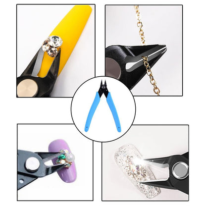NentMent 2 Pack Nail Art Scissors Rhinestone Remover Micro Flush Cutters Pliers - Precision Micro Wire Cutter Diagonal Side Cutters for Nail Charms, Gems, Pearls, Crystals Removal Tool