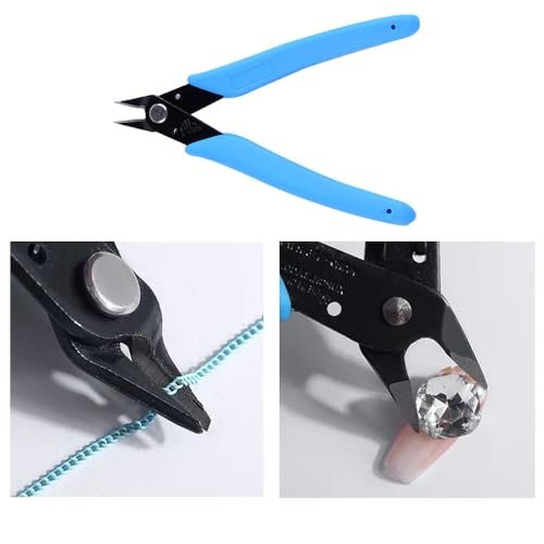 NentMent 2 Pack Nail Art Scissors Rhinestone Remover Micro Flush Cutters Pliers - Precision Micro Wire Cutter Diagonal Side Cutters for Nail Charms, Gems, Pearls, Crystals Removal Tool - görsel 12