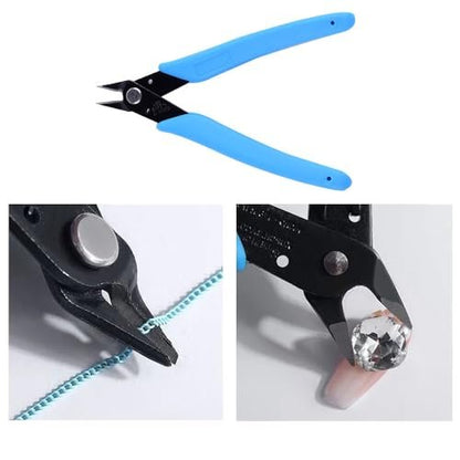 NentMent 2 Pack Nail Art Scissors Rhinestone Remover Micro Flush Cutters Pliers - Precision Micro Wire Cutter Diagonal Side Cutters for Nail Charms, Gems, Pearls, Crystals Removal Tool