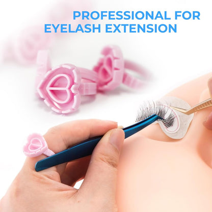 MIUXIA 300Pcs Glue Rings Lash Glue Rings for Eyelash Extension Supplies, Lash Tech Holder, Lovely Pink Heart Shape