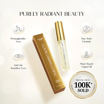 Purely Radiant Beauty Eyelash Growth Serum – Prostaglandin-Free Lash & Brow Enhancer for Longer, Thicker Lashes – Vegan, Cruelty-Free, Castor Oil Based – Natural Lash Serum for Growth Avelisse