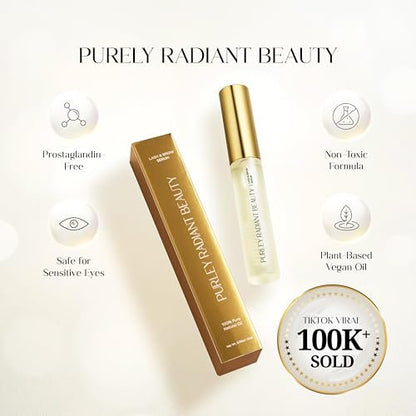 Purely Radiant Beauty Eyelash Growth Serum – Prostaglandin-Free Lash & Brow Enhancer for Longer, Thicker Lashes – Vegan, Cruelty-Free, Castor Oil Based – Natural Lash Serum for Growth Avelisse
