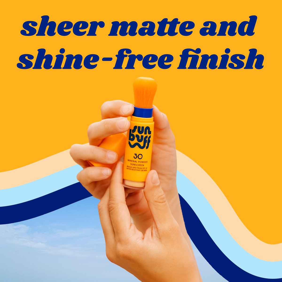 Sun Buff Powder Sunscreen Brush SPF 30 - Mineral Sunscreen for Scalp, Face, & Body - Water Resistant 80 Min, Travel Size 0.14oz, Made in USA - görsel 7