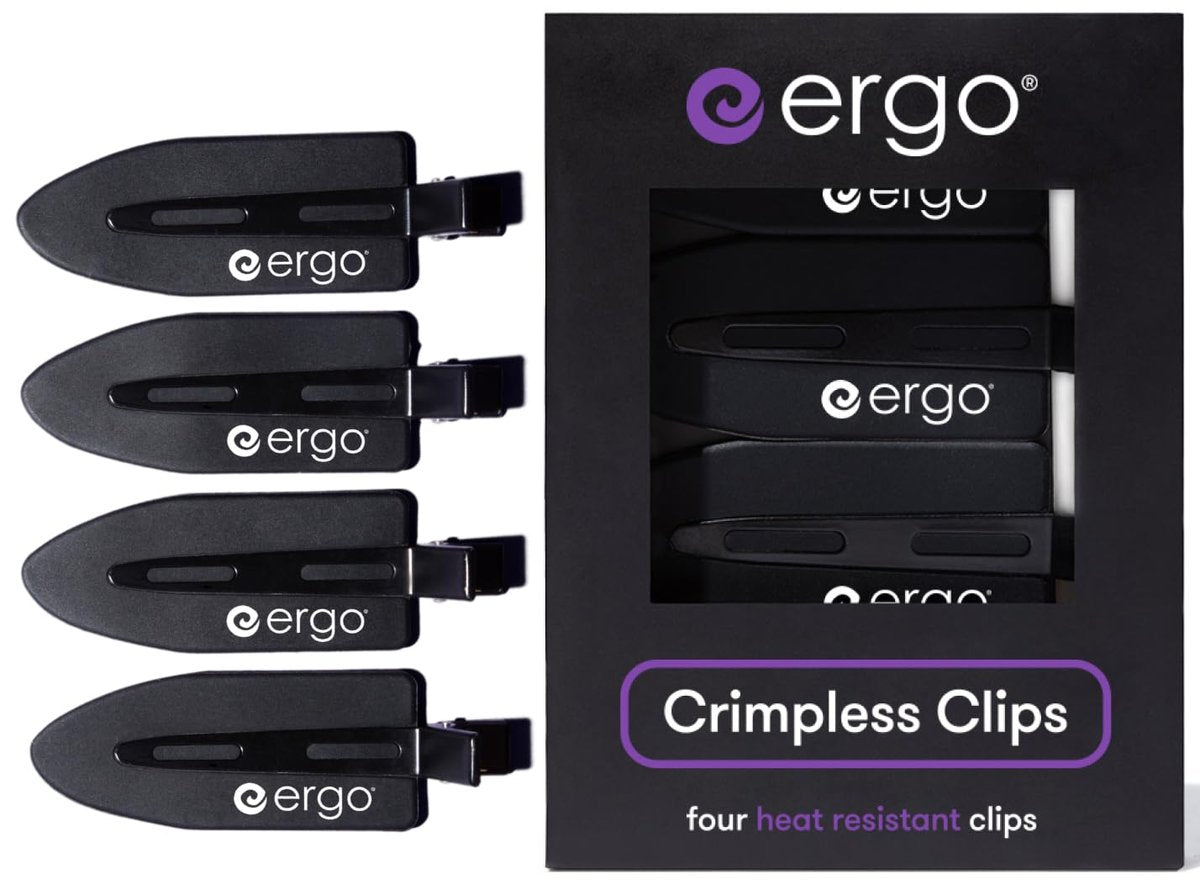 ERGO No-Crease Hair Clips – 4 Pack Heat-Resistant Silicone Clips for Styling, Sectioning, and Makeup | No Bend, No Crimp for Curls, Bangs, and Salon Use Avelisse