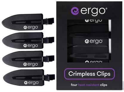 ERGO No-Crease Hair Clips – 4 Pack Heat-Resistant Silicone Clips for Styling, Sectioning, and Makeup | No Bend, No Crimp for Curls, Bangs, and Salon Use Avelisse