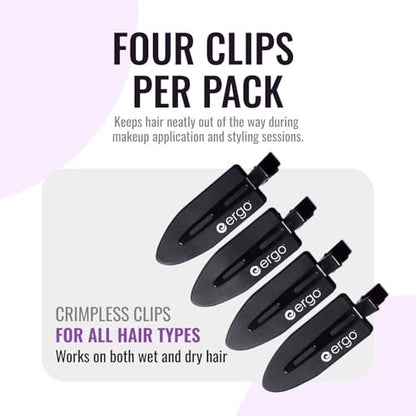 ERGO No-Crease Hair Clips – 4 Pack Heat-Resistant Silicone Clips for Styling, Sectioning, and Makeup | No Bend, No Crimp for Curls, Bangs, and Salon Use Avelisse