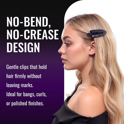 ERGO No-Crease Hair Clips – 4 Pack Heat-Resistant Silicone Clips for Styling, Sectioning, and Makeup | No Bend, No Crimp for Curls, Bangs, and Salon Use Avelisse