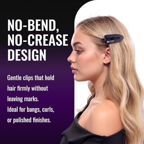 ERGO No-Crease Hair Clips – 4 Pack Heat-Resistant Silicone Clips for Styling, Sectioning, and Makeup | No Bend, No Crimp for Curls, Bangs, and Salon Use Avelisse