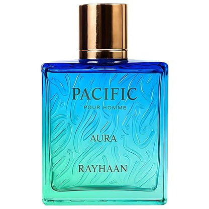 Rayhaan Pacific Aura Eau de Parfum for Men - Citrus, Aromatic, Mint, Amber, Fresh - 3.4 oz / 100 ml Avelisse